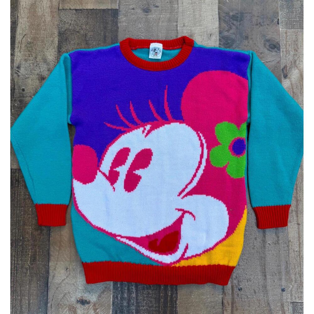 Minnie Mouse Disney Vintage Vibrant Sweater Size 7 or 8 Girls